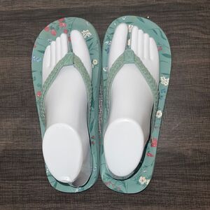 FAT FACE blue floral flip-flops, size 39